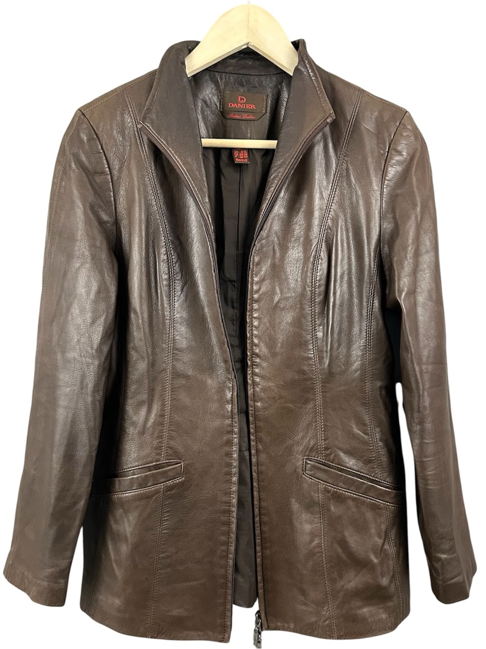 Danier Italian Leather 2 Tone Brown Leather Jacket Size XS